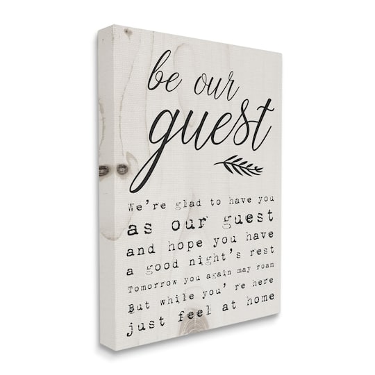 Stupell Industries Be Our Guest Poem Cursive Canvas Wall Art